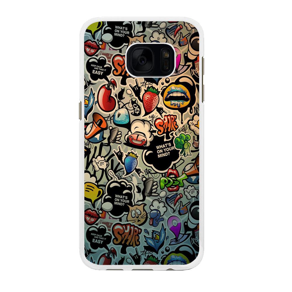 Doodle 004 Samsung Galaxy S7 Edge Case-Rubber / White (2D Case)-Xtracase