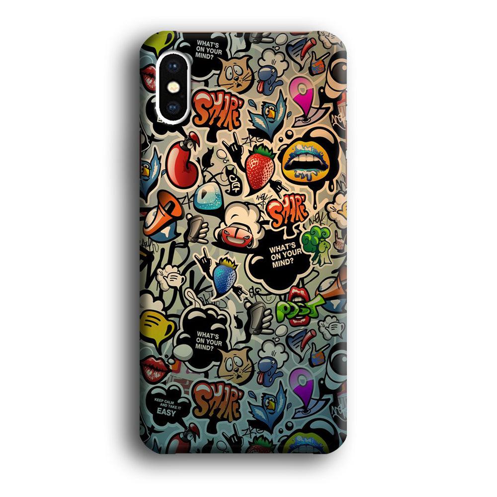 Doodle 004 iPhone Xs Max Case-Plastic / Full Wrap (3D Case)-Xtracase
