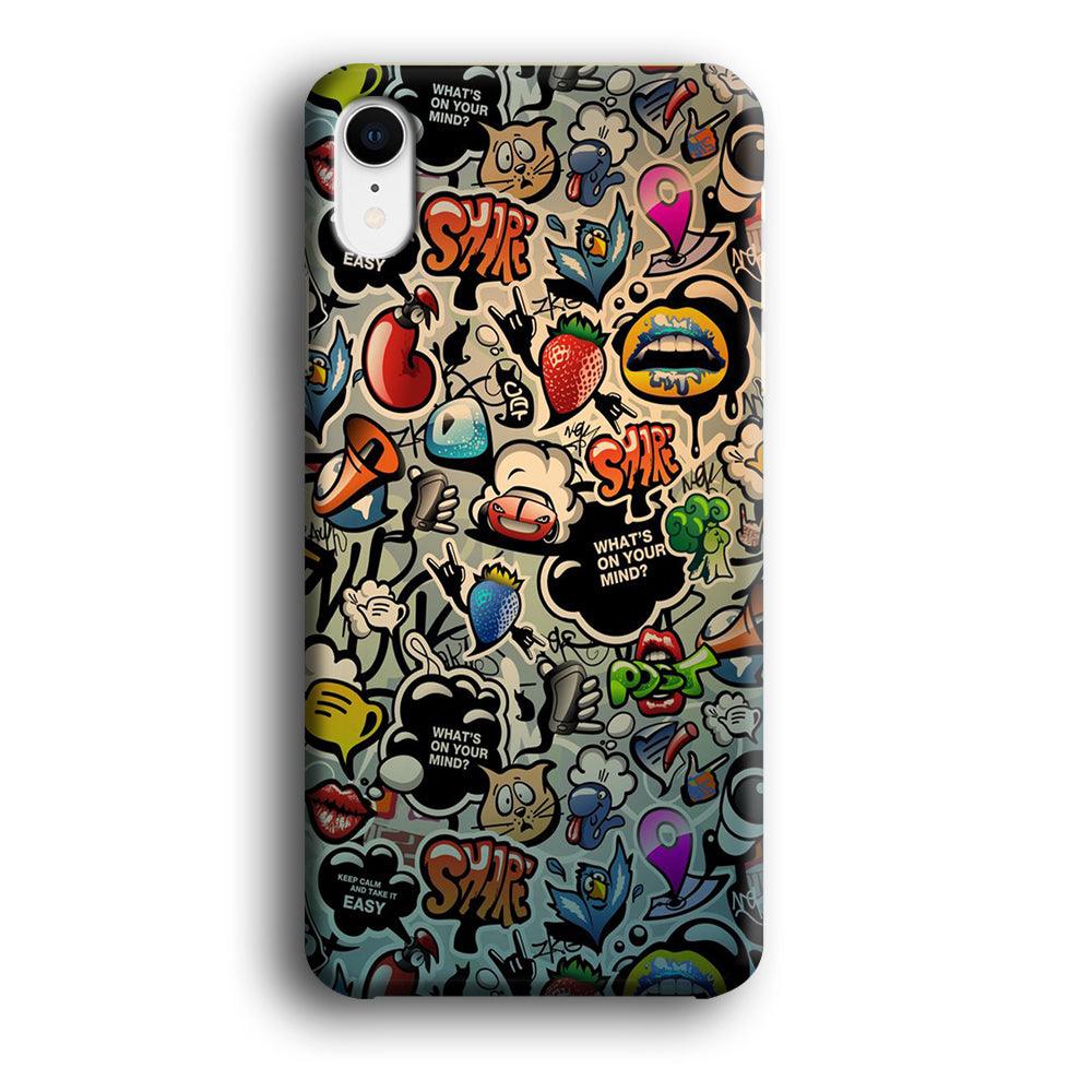 Doodle 004 iPhone XR Case-Plastic / Full Wrap (3D Case)-Xtracase