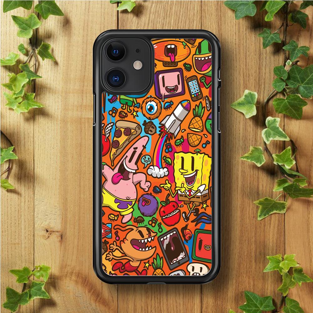 Doodle Art 005 iPhone 11 Case-Rubber / Black (2D Case)-Xtracase