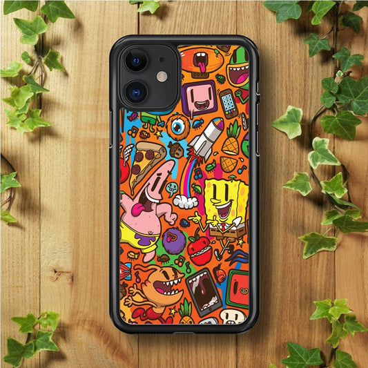 Doodle Art 005 iPhone 11 Case-Rubber / Black (2D Case)-Xtracase