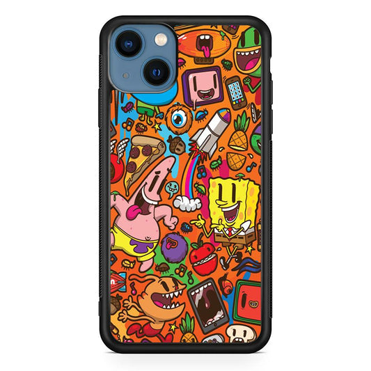 Doodle Art 005 iPhone 13 Mini Case-Rubber / Black (2D Case)-Xtracase