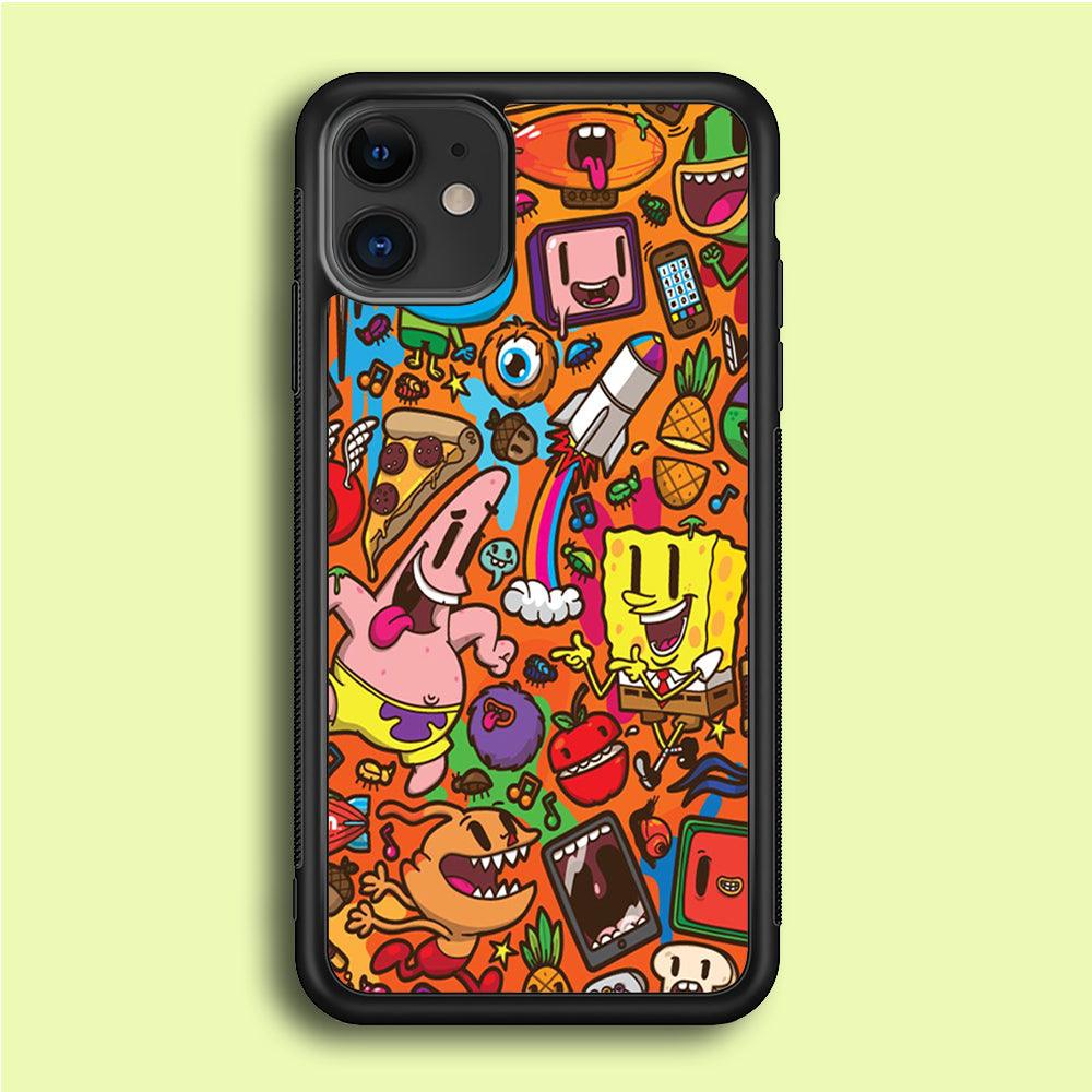 Doodle Art 005 iPhone 12 Case-Rubber / Black (2D Case)-Xtracase