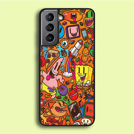 Doodle Art 005 Samsung Galaxy S21 Case-Rubber / White (2D Case)-Xtracase