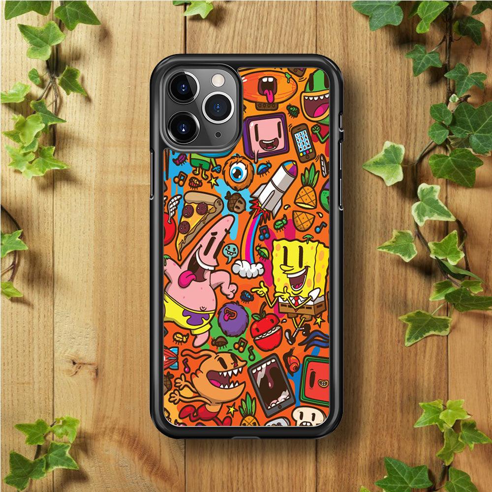 Doodle Art 005 iPhone 11 Pro Max Case-Rubber / Black (2D Case)-Xtracase