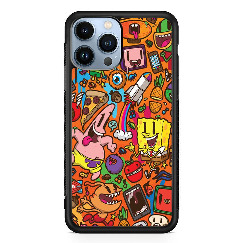 Doodle Art 005 iPhone 13 Pro Case-Rubber / Black (2D Case)-Xtracase