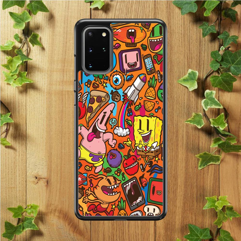 Doodle Art 005 Samsung Galaxy S20 Plus Case-Rubber / White (2D Case)-Xtracase