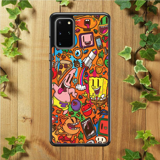 Doodle Art 005 Samsung Galaxy S20 Plus Case-Rubber / White (2D Case)-Xtracase
