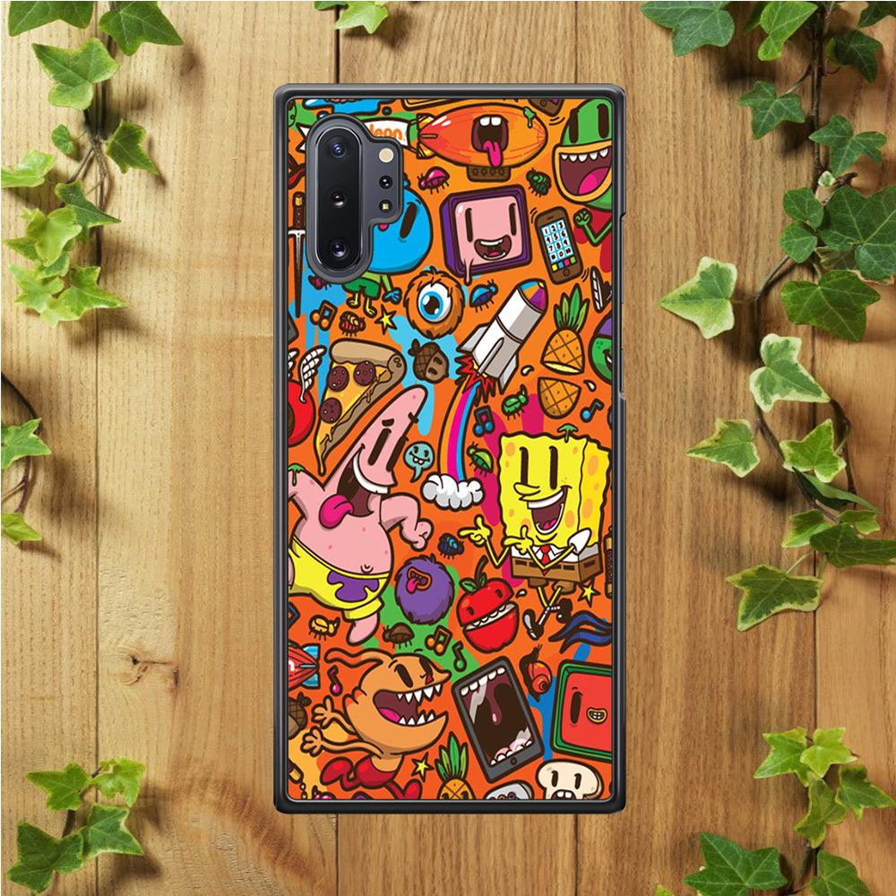 Doodle Art 005 Samsung Galaxy Note 10 Plus Case-Rubber / White (2D Case)-Xtracase