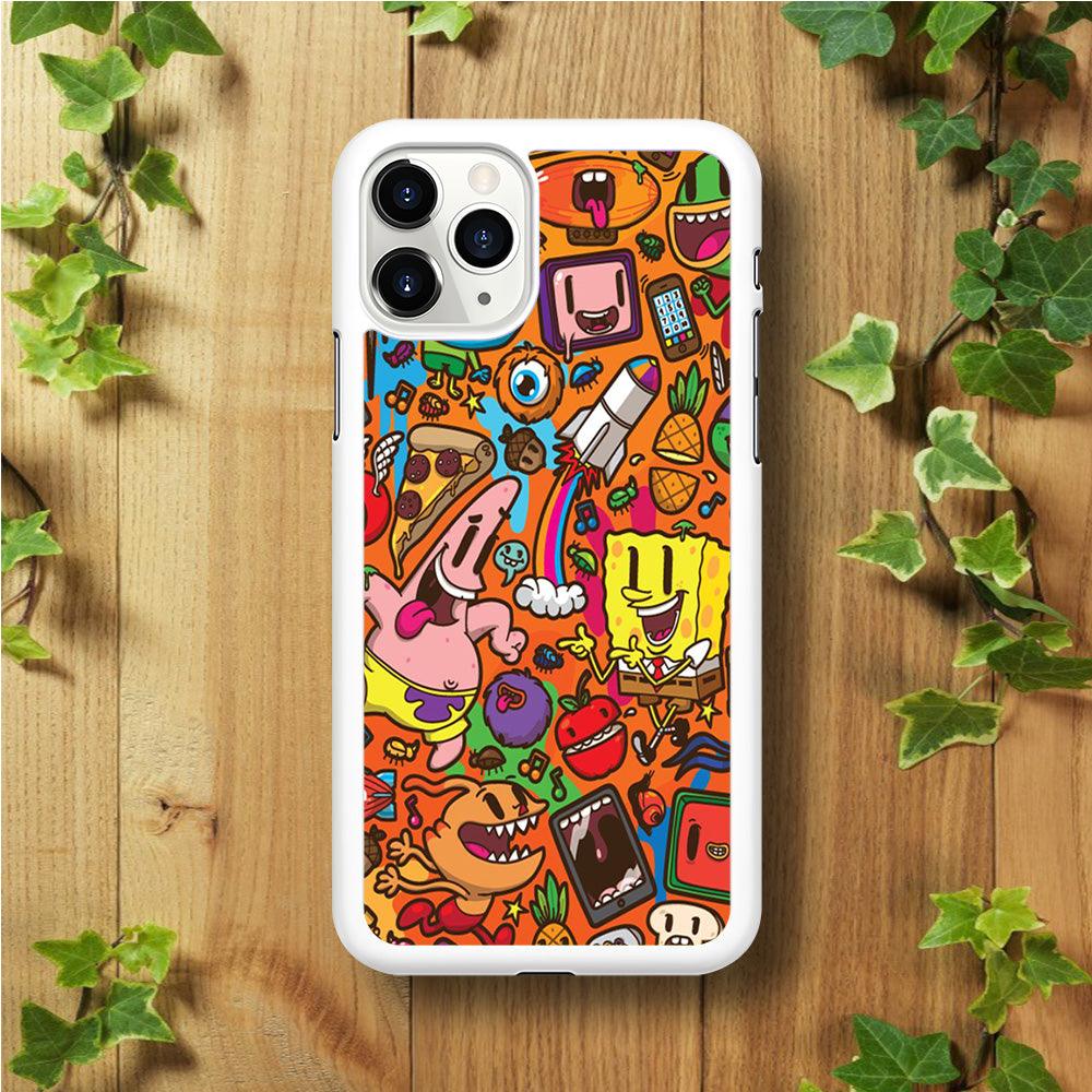 Doodle Art 005 iPhone 11 Pro Max Case-Rubber / White (2D Case)-Xtracase