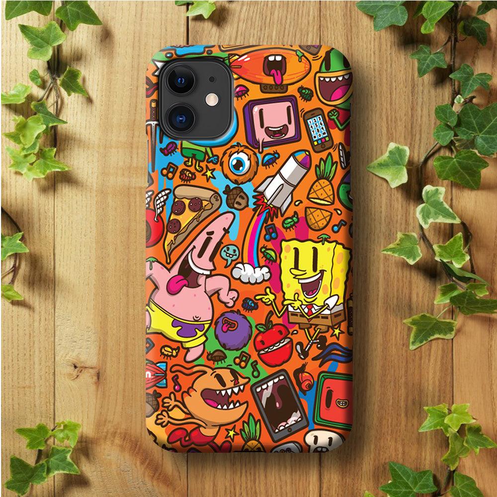 Doodle Art 005 iPhone 11 Case-Plastic / Full Wrap (3D Case)-Xtracase