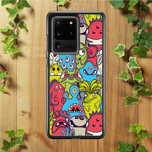 Doodle Art 006 Samsung Galaxy S20 Ultra Case-Rubber / White (2D Case)-Xtracase