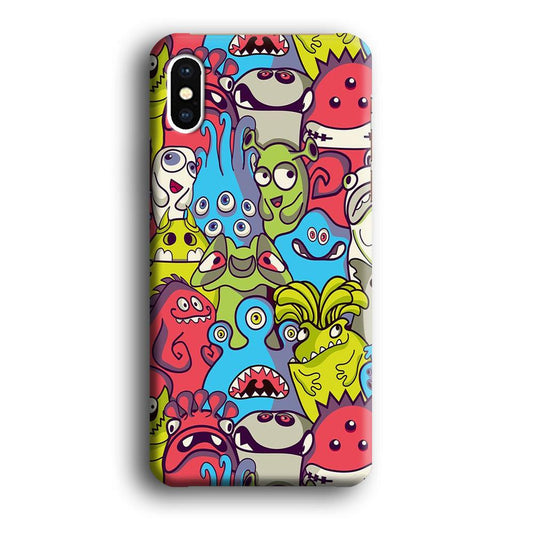 Doodle Art 006 iPhone Xs Case-Plastic / Full Wrap (3D Case)-Xtracase
