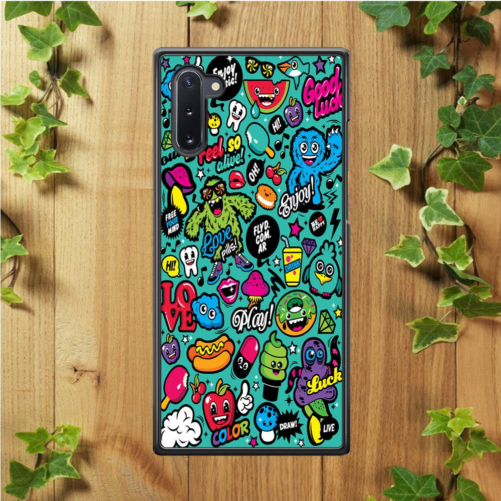 Doodle Art 007 Samsung Galaxy Note 10 Case-Rubber / White (2D Case)-Xtracase