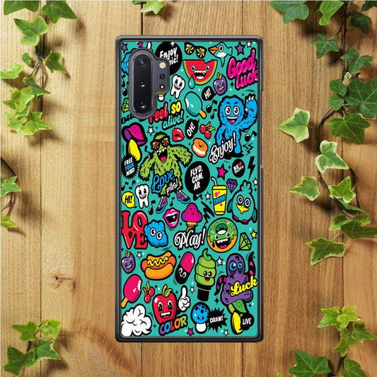 Doodle Art 007 Samsung Galaxy Note 10 Plus Case-Rubber / White (2D Case)-Xtracase