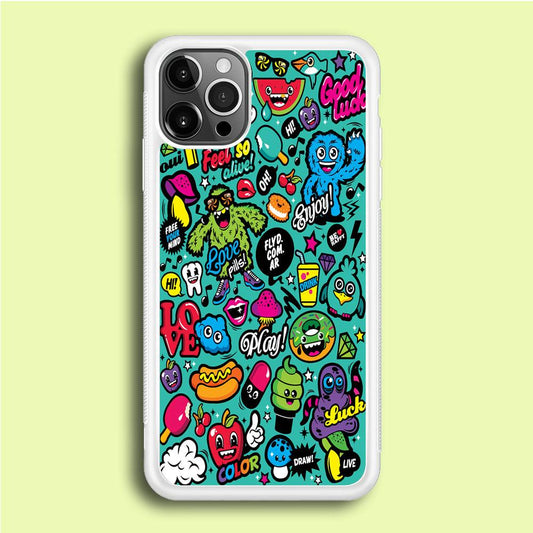 Doodle Art 007 iPhone 12 Pro Case-Rubber / White (2D Case)-Xtracase