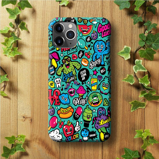 Doodle Art 007 iPhone 11 Pro Max Case-Plastic / Full Wrap (3D Case)-Xtracase