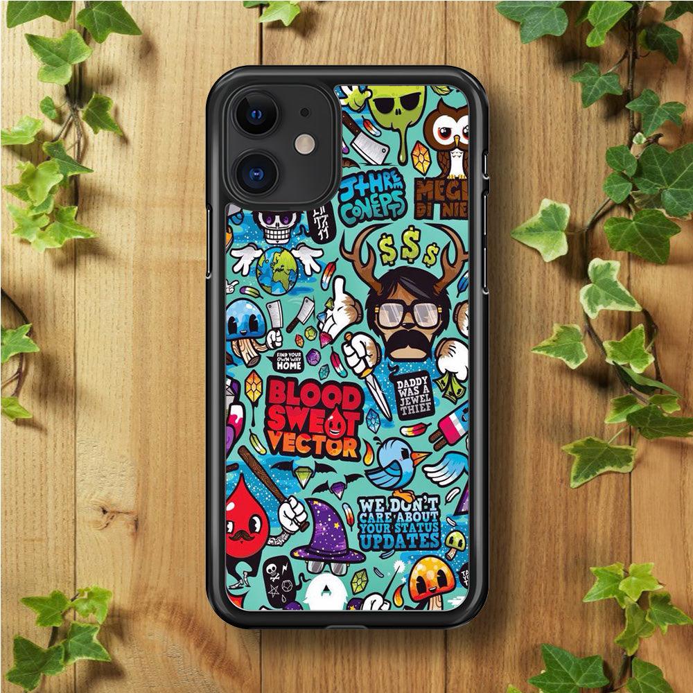 Doodle Art 013 iPhone 11 Case-Rubber / Black (2D Case)-Xtracase