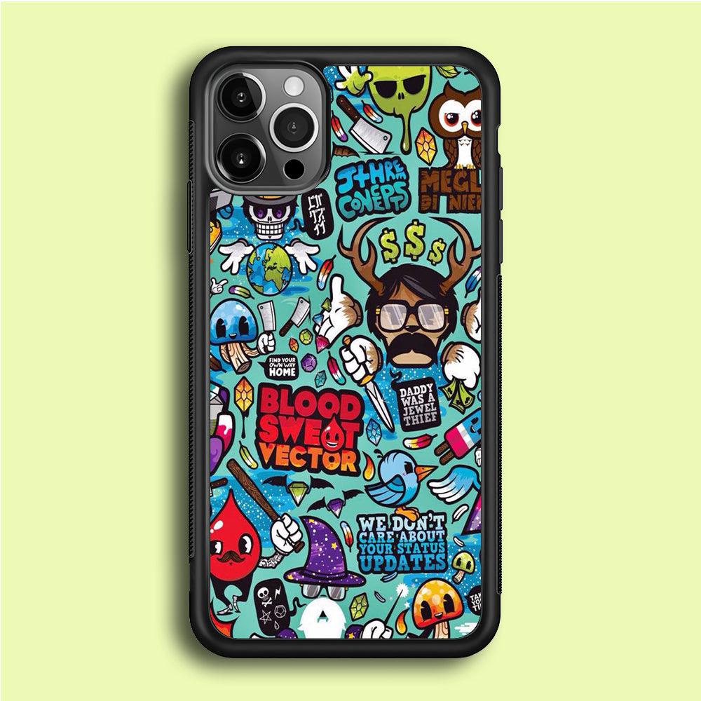 Doodle Art 013 iPhone 12 Pro Case-Rubber / Black (2D Case)-Xtracase