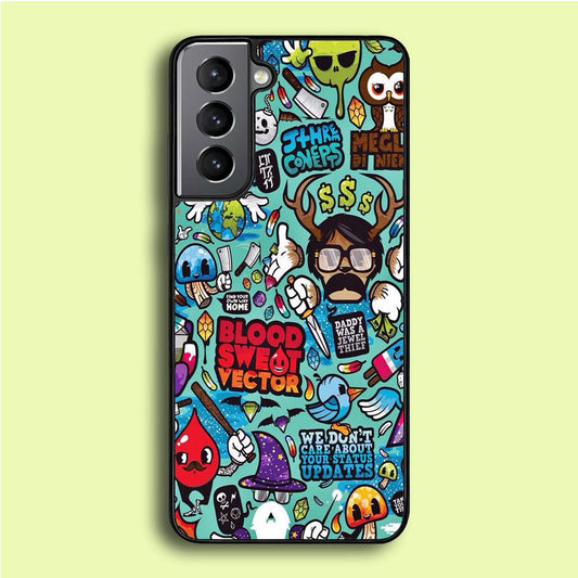 Doodle Art 013 Samsung Galaxy S21 Case-Rubber / Black (2D Case)-Xtracase