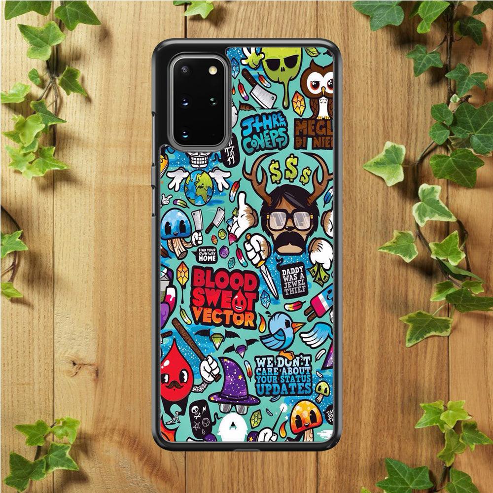 Doodle Art 013 Samsung Galaxy S20 Plus Case-Rubber / White (2D Case)-Xtracase