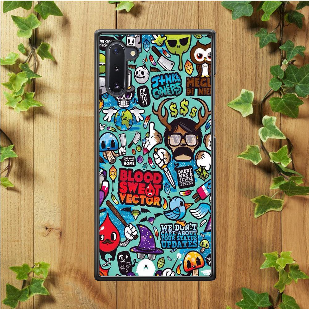 Doodle Art 013 Samsung Galaxy Note 10 Case-Rubber / White (2D Case)-Xtracase