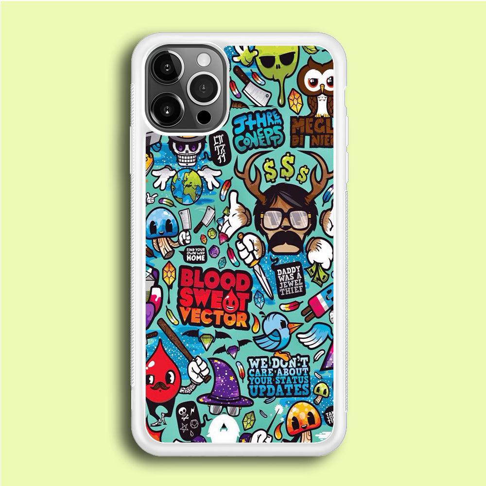Doodle Art 013 iPhone 12 Pro Case-Rubber / White (2D Case)-Xtracase