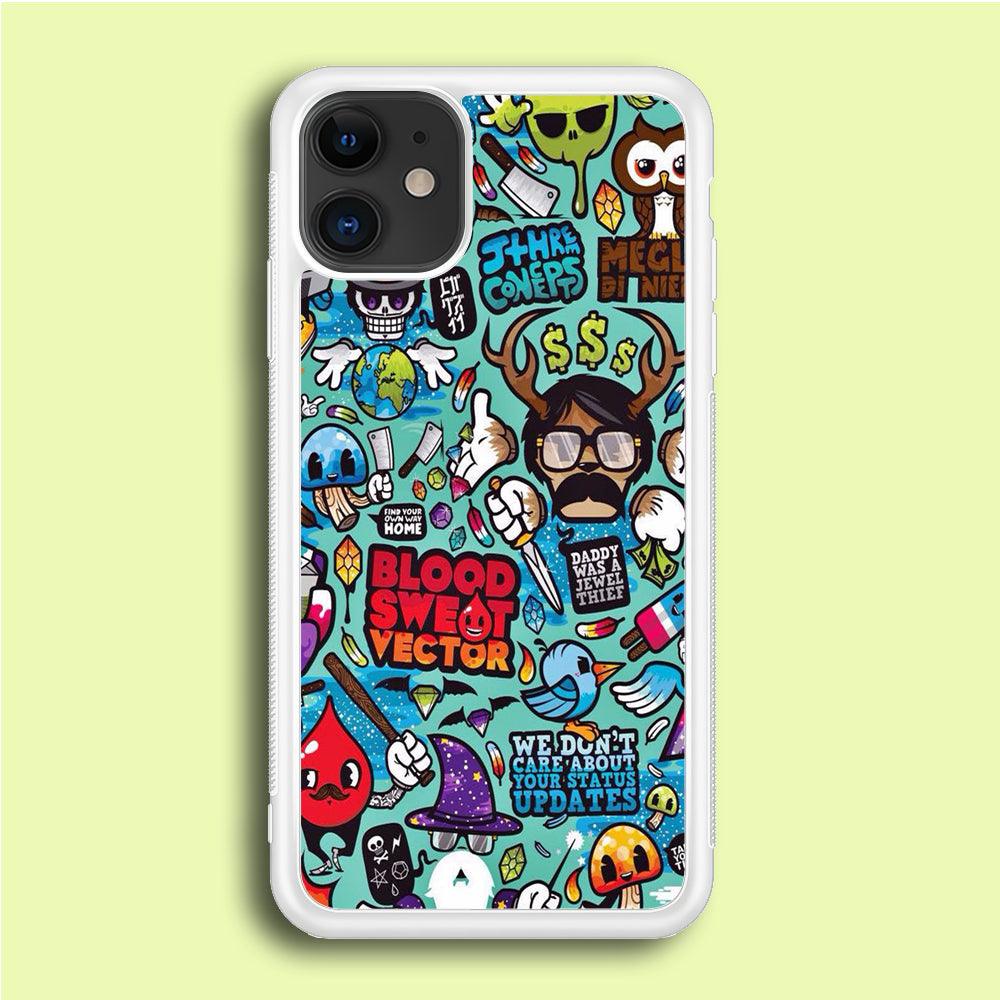 Doodle Art 013 iPhone 12 Case-Rubber / White (2D Case)-Xtracase