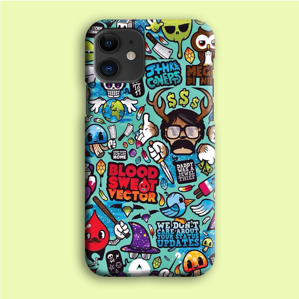 Doodle Art 013 iPhone 12 Mini Case-Plastic / Full Wrap (3D Case)-Xtracase