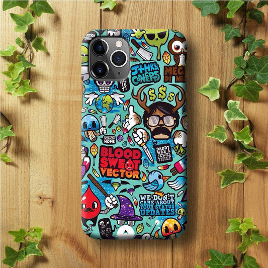 Doodle Art 013 iPhone 11 Pro Case-Plastic / Full Wrap (3D Case)-Xtracase