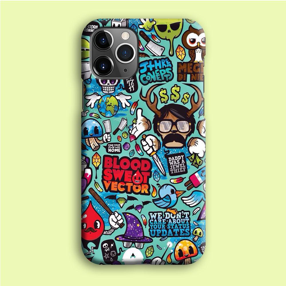 Doodle Art 013 iPhone 12 Pro Case-Plastic / Full Wrap (3D Case)-Xtracase