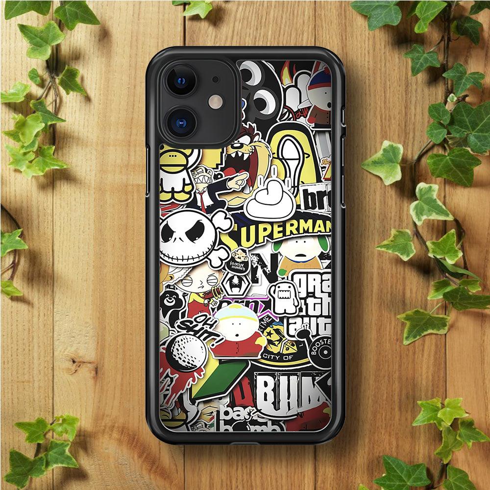 Doodle Art 014 iPhone 11 Case-Rubber / Black (2D Case)-Xtracase
