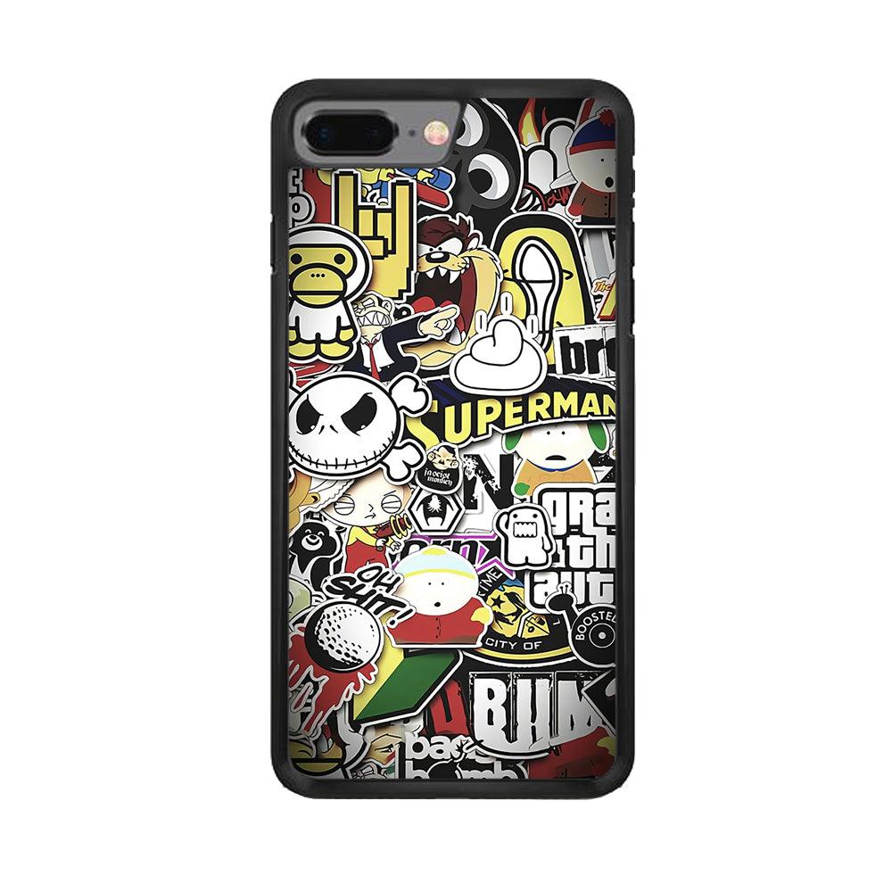 Doodle Art 014 iPhone 7 Plus Case-Rubber / Black (2D Case)-Xtracase