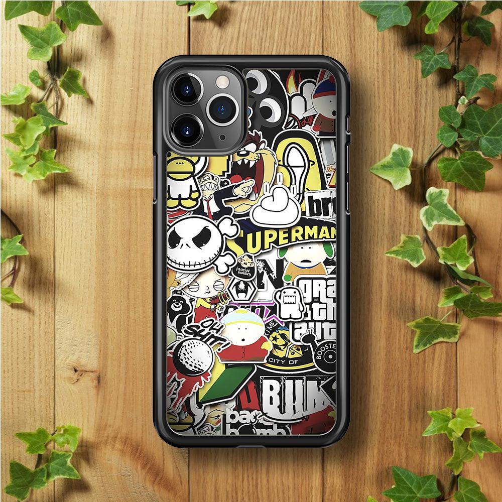 Doodle Art 014 iPhone 11 Pro Case-Rubber / Black (2D Case)-Xtracase