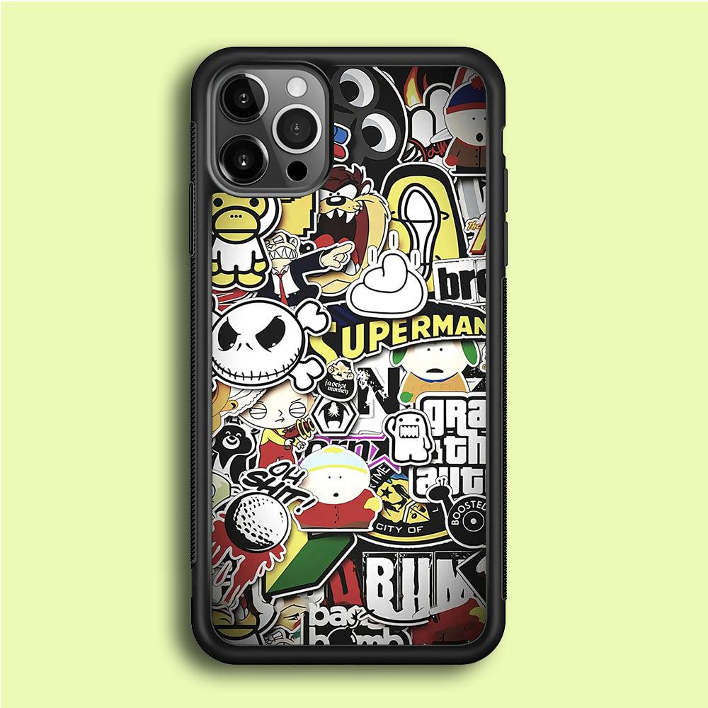 Doodle Art 014 iPhone 12 Pro Case-Rubber / Black (2D Case)-Xtracase