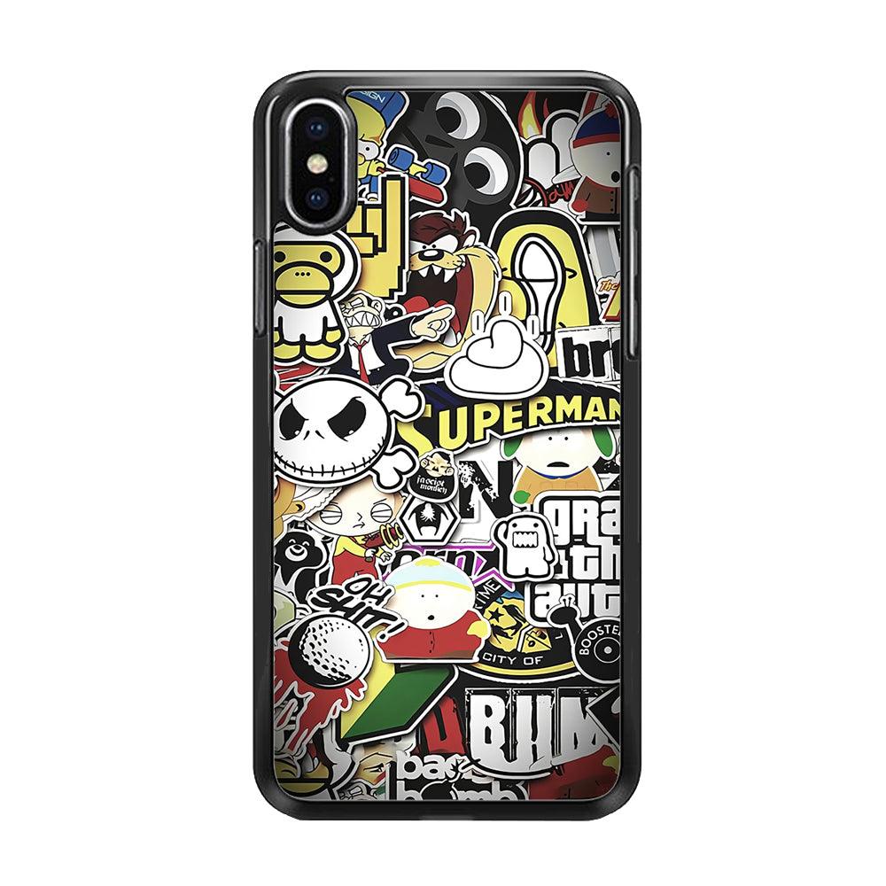 Doodle Art 014 iPhone X Case-Rubber / Black (2D Case)-Xtracase