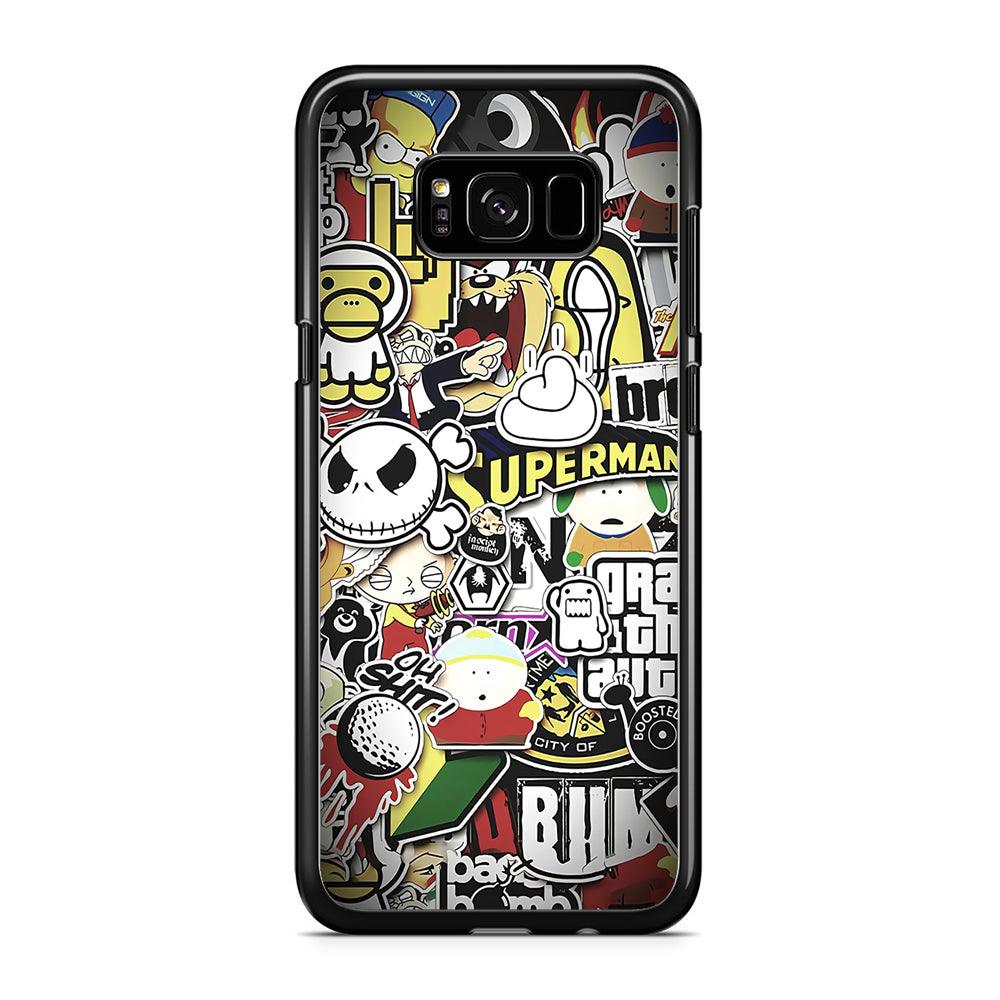 Doodle Art 014 Samsung Galaxy S8 Case-Rubber / Black (2D Case)-Xtracase