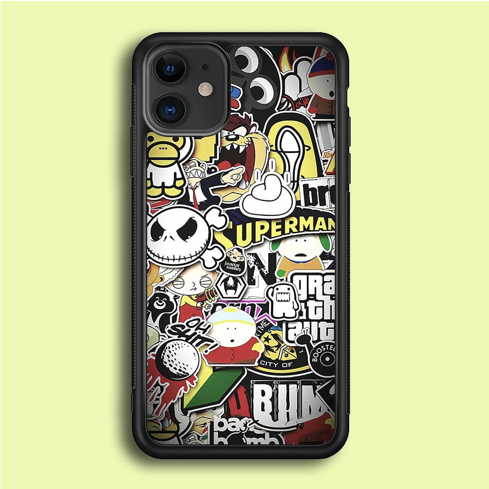 Doodle Art 014 iPhone 12 Case-Rubber / Black (2D Case)-Xtracase