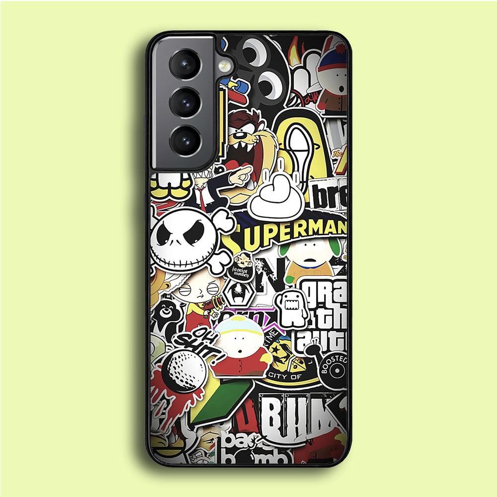 Doodle Art 014 Samsung Galaxy S21 Plus Case-Rubber / White (2D Case)-Xtracase