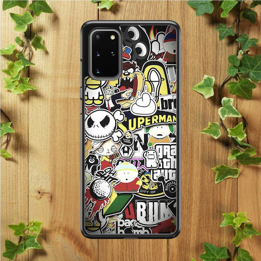 Doodle Art 014 Samsung Galaxy S20 Plus Case-Rubber / White (2D Case)-Xtracase