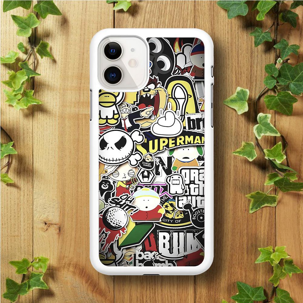 Doodle Art 014 iPhone 11 Case-Rubber / White (2D Case)-Xtracase