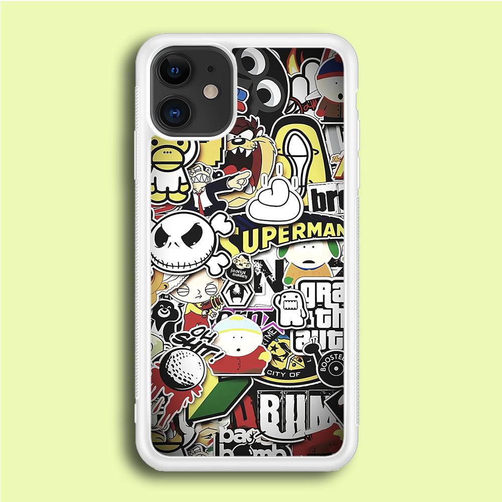 Doodle Art 014 iPhone 12 Mini Case-Rubber / White (2D Case)-Xtracase