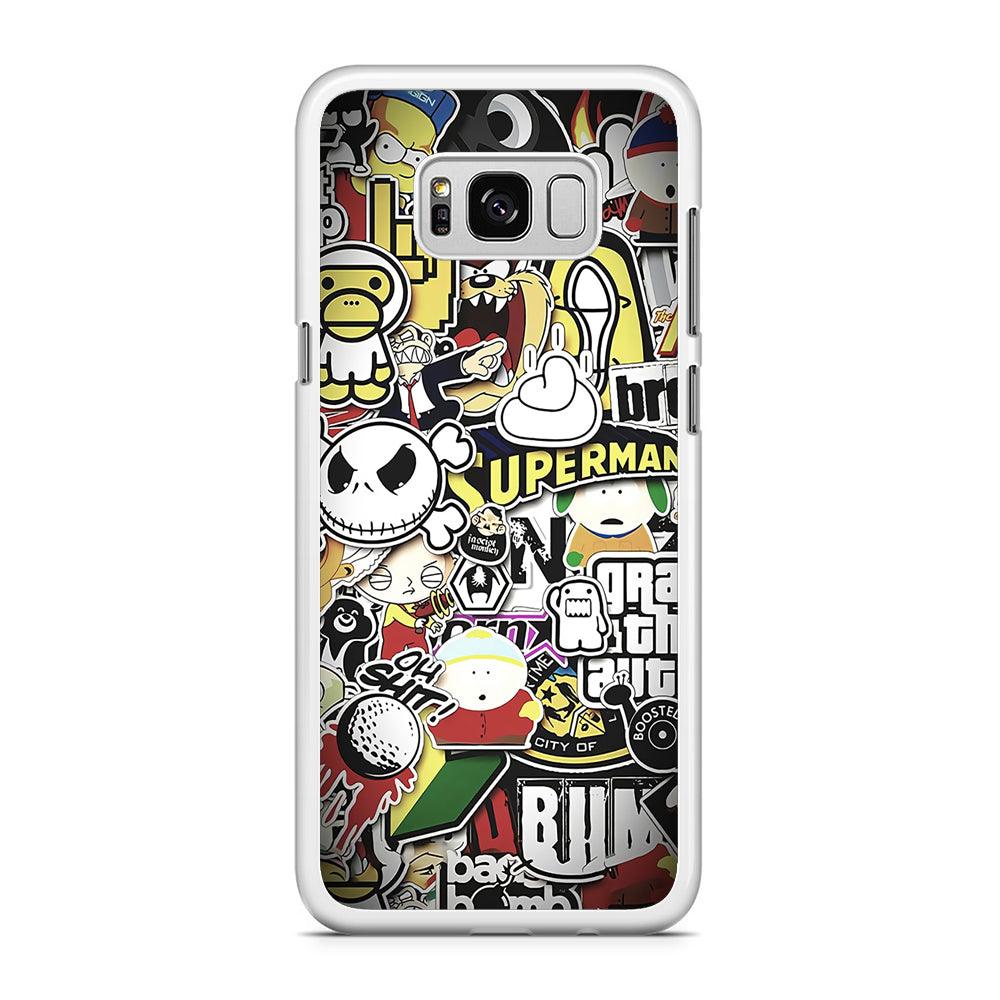 Doodle Art 014 Samsung Galaxy S8 Case-Rubber / White (2D Case)-Xtracase