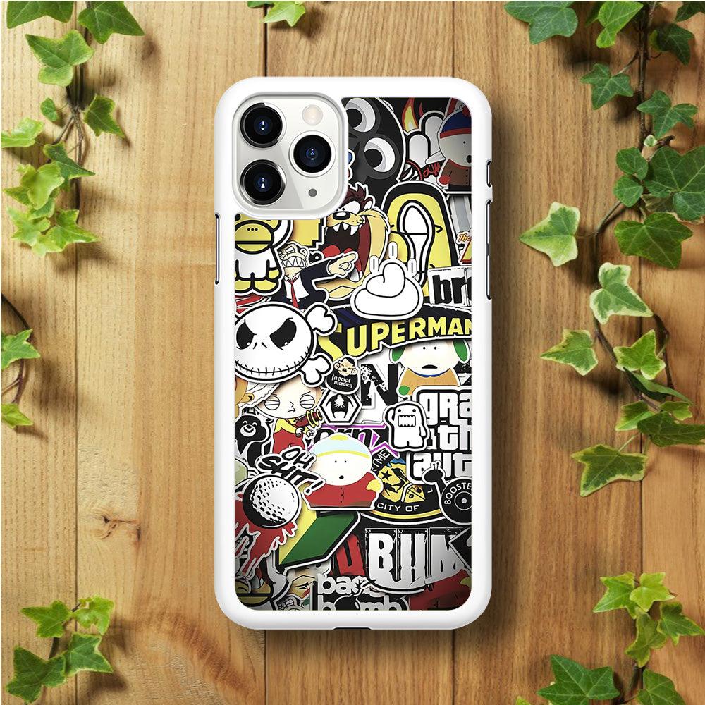 Doodle Art 014 iPhone 11 Pro Max Case-Rubber / White (2D Case)-Xtracase