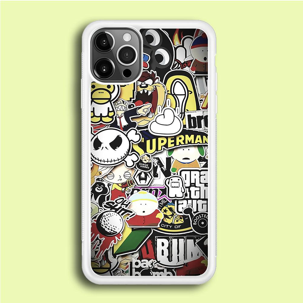 Doodle Art 014 iPhone 12 Pro Case-Rubber / White (2D Case)-Xtracase