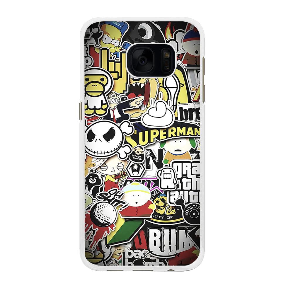 Doodle Art 014 Samsung Galaxy S7 Edge Case-Rubber / White (2D Case)-Xtracase