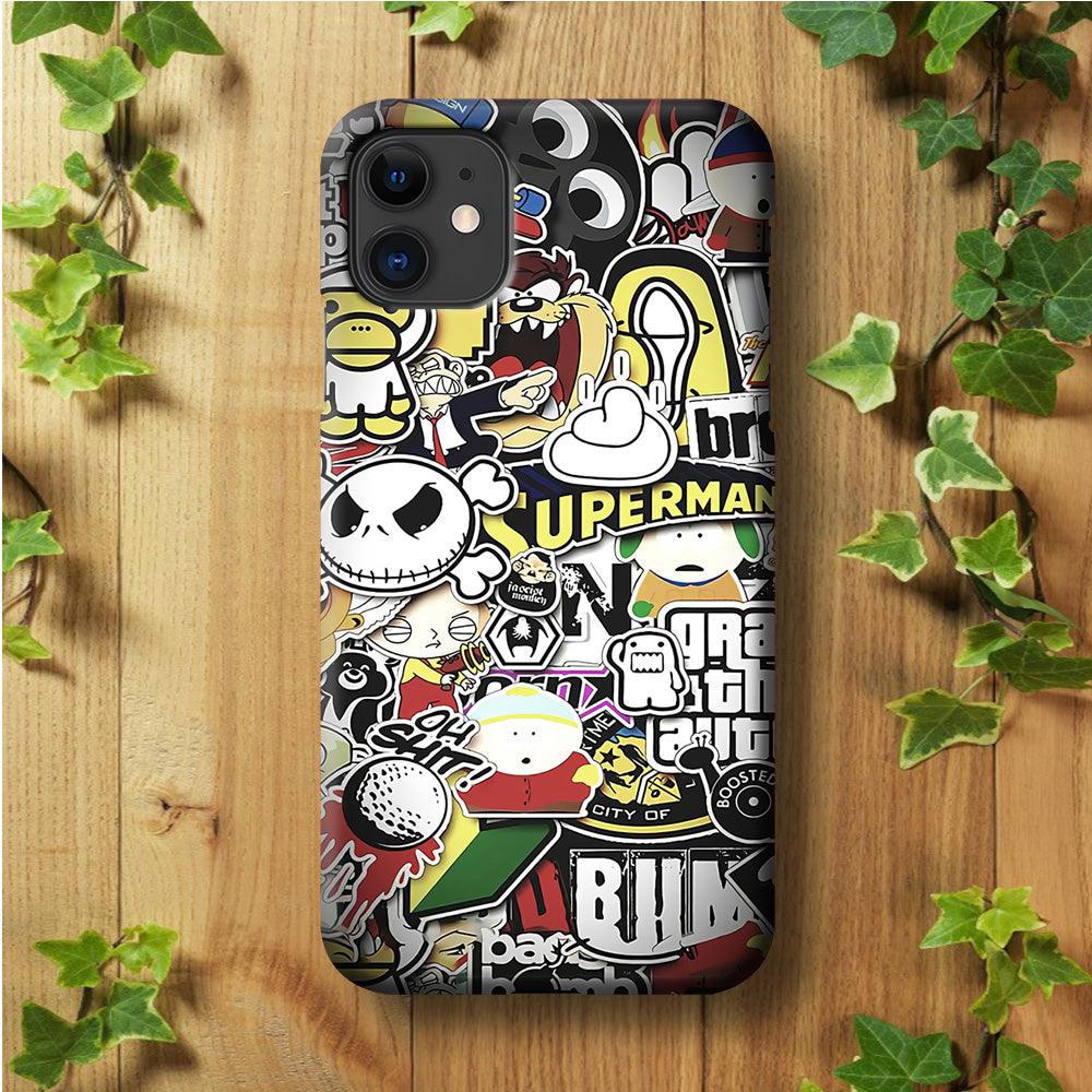 Doodle Art 014 iPhone 11 Case-Plastic / Full Wrap (3D Case)-Xtracase