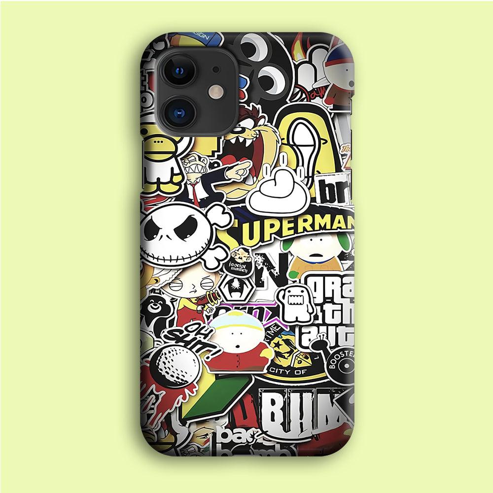 Doodle Art 014 iPhone 12 Case-Plastic / Full Wrap (3D Case)-Xtracase