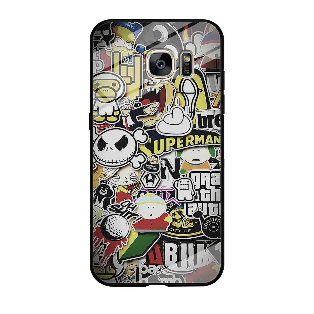 Doodle Art 014 Samsung Galaxy S7 Edge Case-Tempered Glass Case-Xtracase