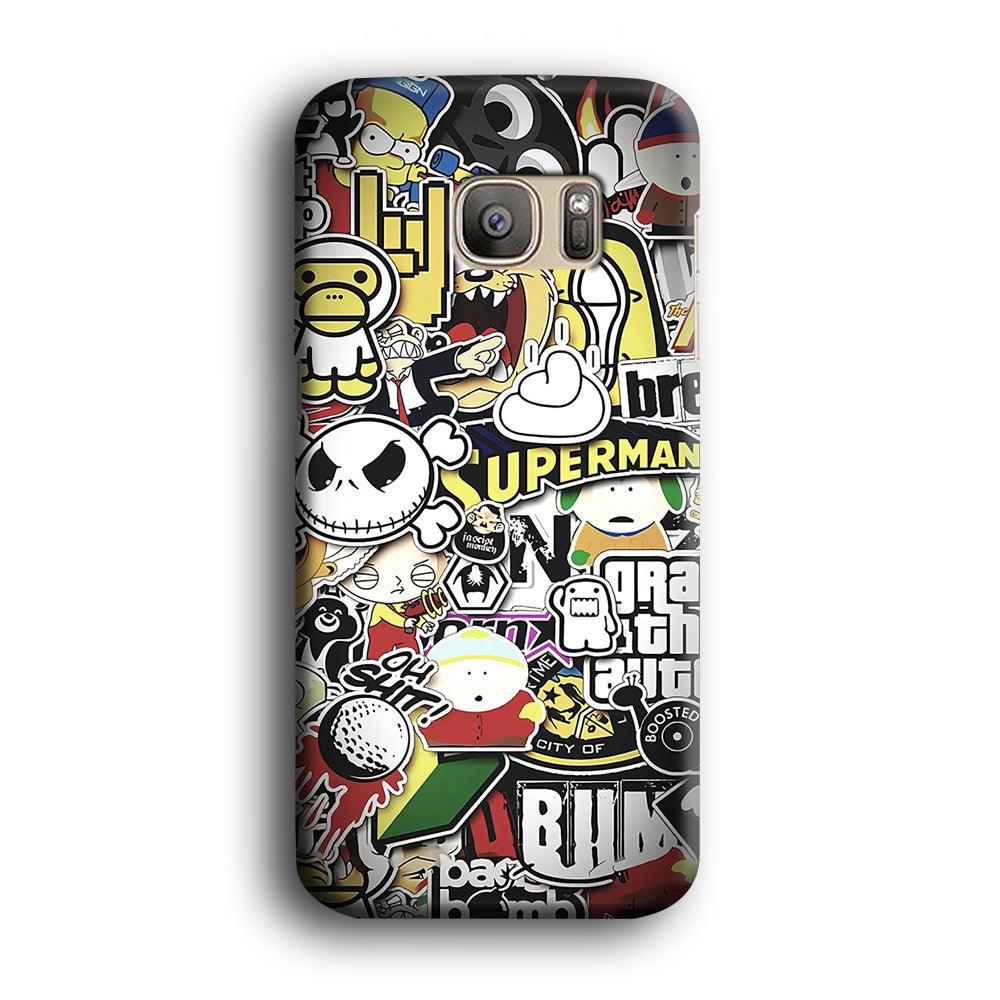 Doodle Art 014 Samsung Galaxy S7 Edge Case-Plastic / Full Wrap (3D Case)-Xtracase